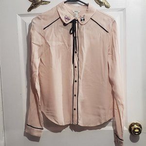 Kawaii peter pan collared bunny bow "whatever forever" blouse